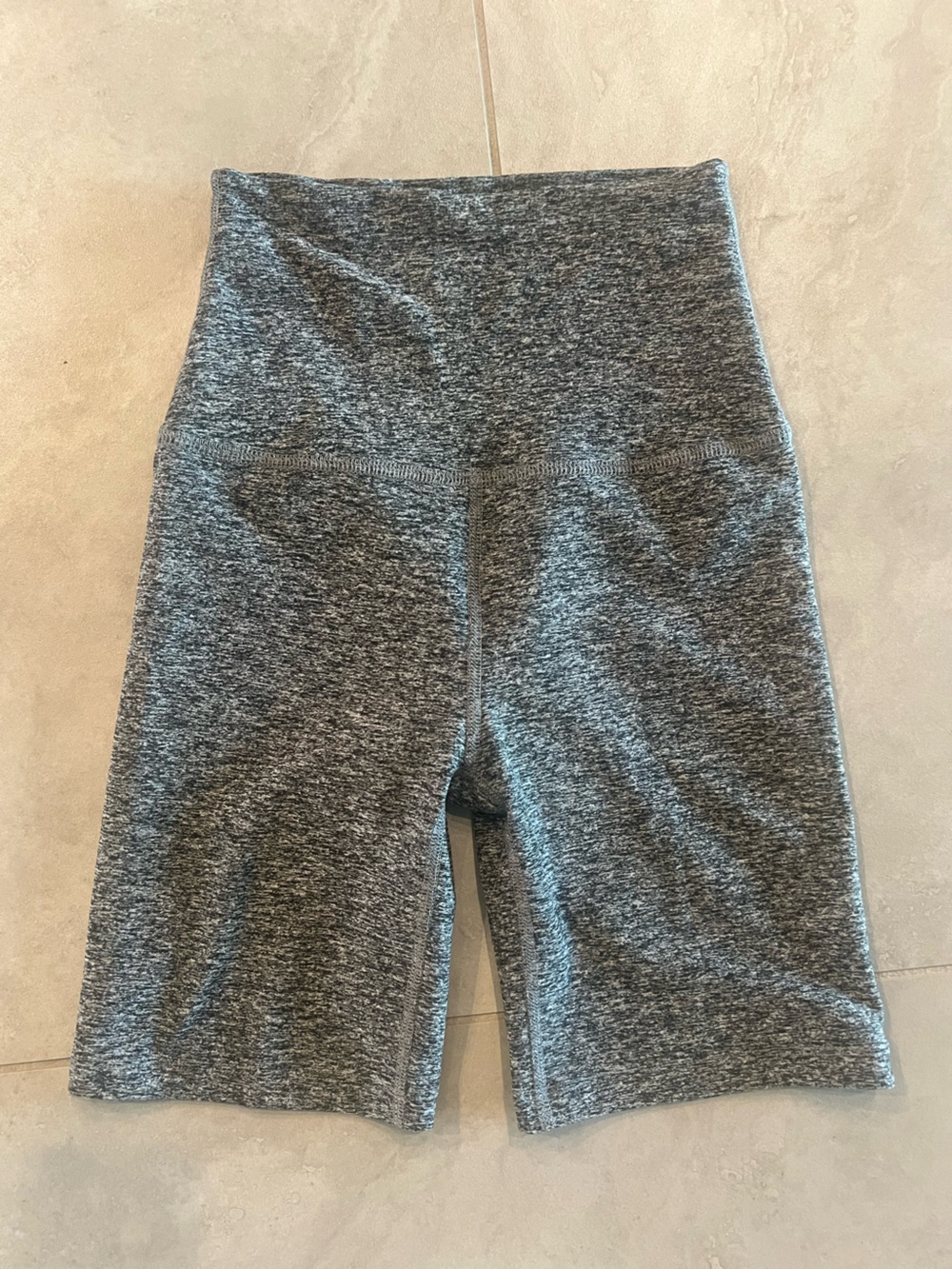 Beyond Yoga Gray Heather High-Waist Bike Shorts